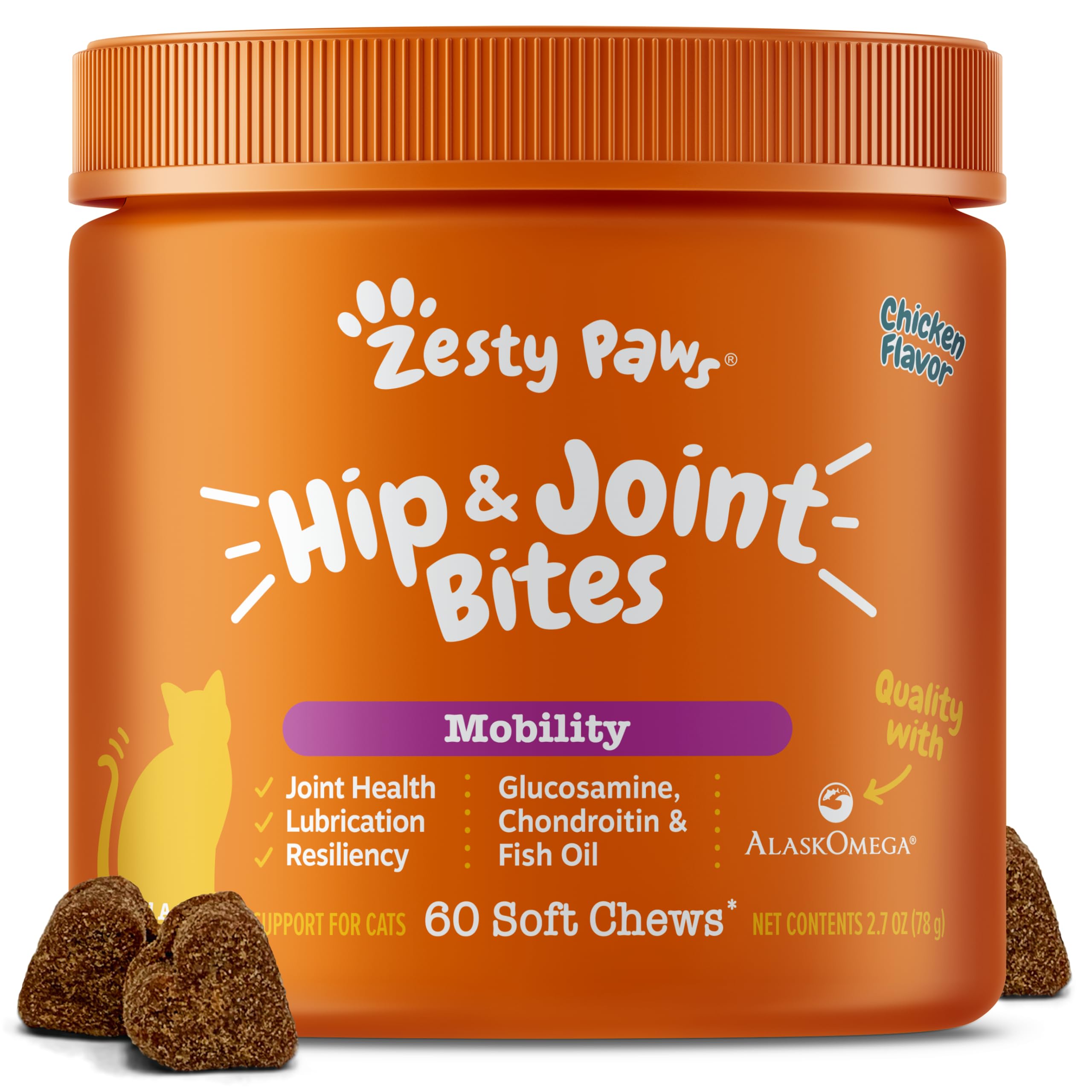Zesty Paws Hip & Joint Bites chat — boîte pratique et faciles à donner pour la mobilité