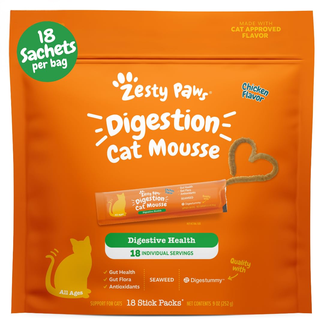 Zesty Paws Cat Mousse Squeezies: mousse digeste et pratique pour chat.