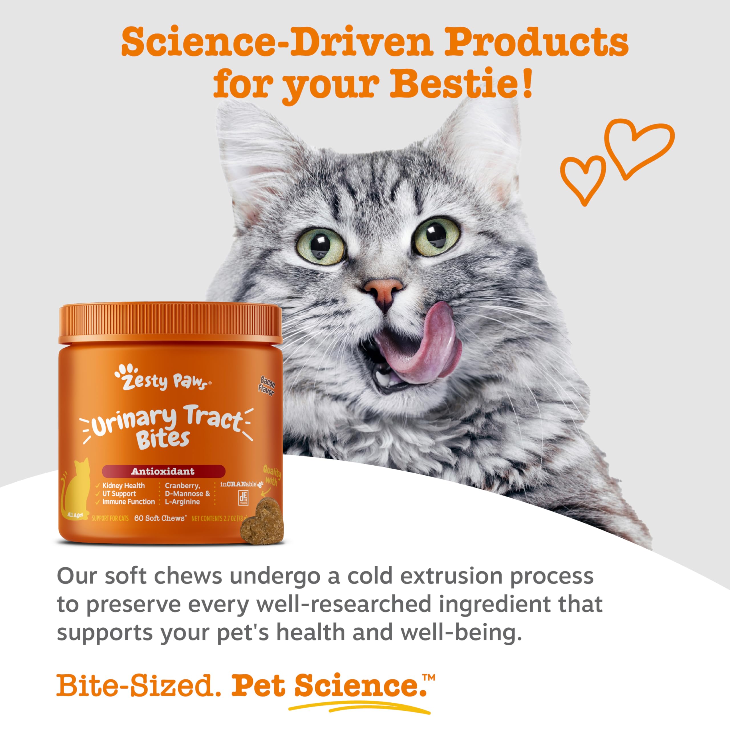 Zesty Paws Cranberry Bouchées urinaires pour chat – D‑Mannose