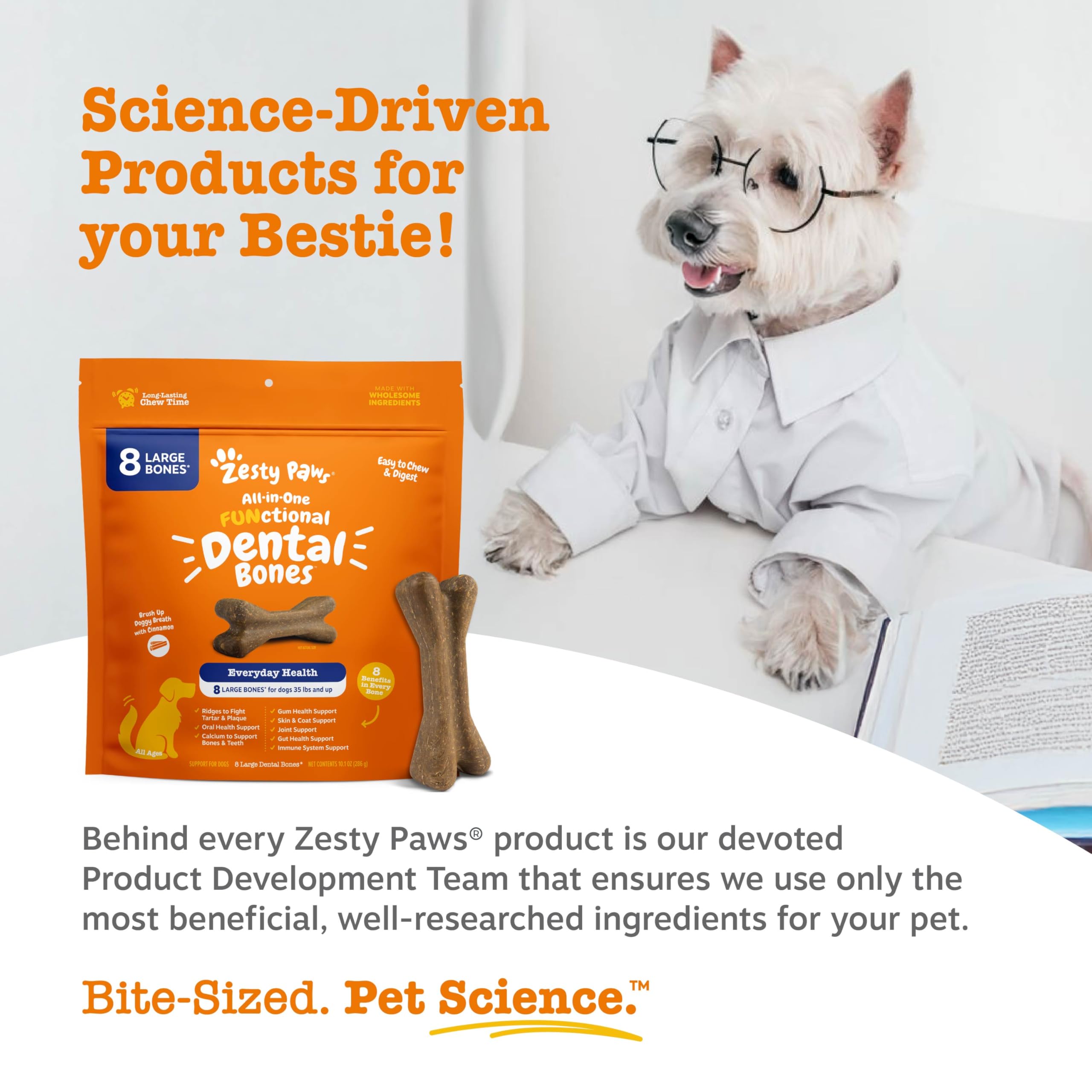 Zesty Paws Dental Bones calcium pour os forts et solides.