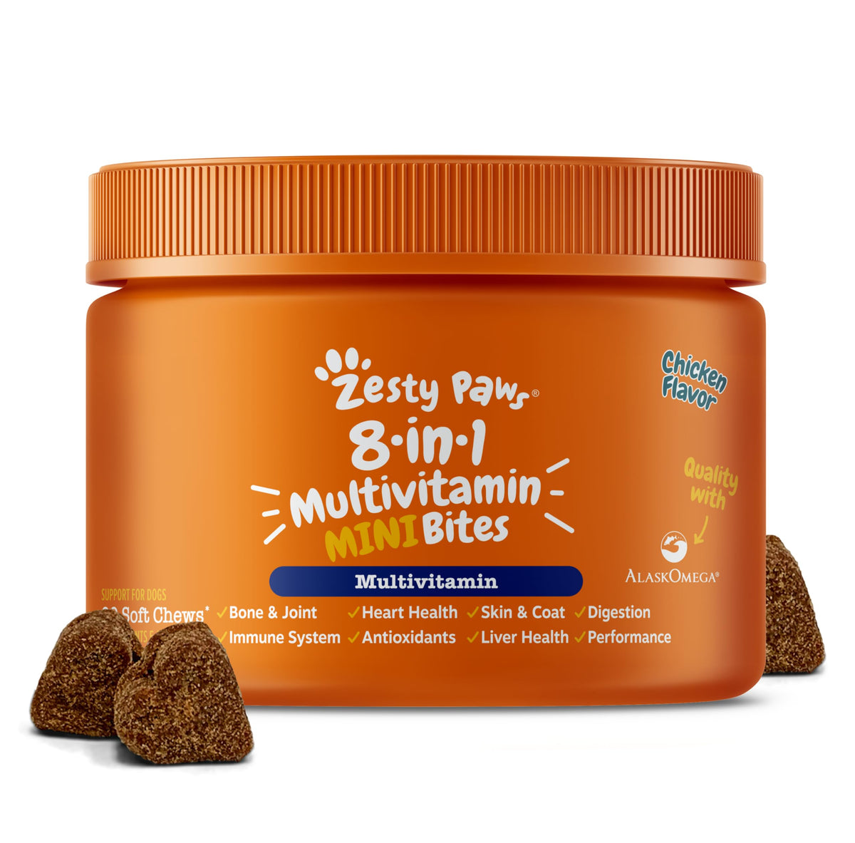 Zesty Paws Chien Multivitamin – emballage prêt à l’usage et routine nutritionnelle.