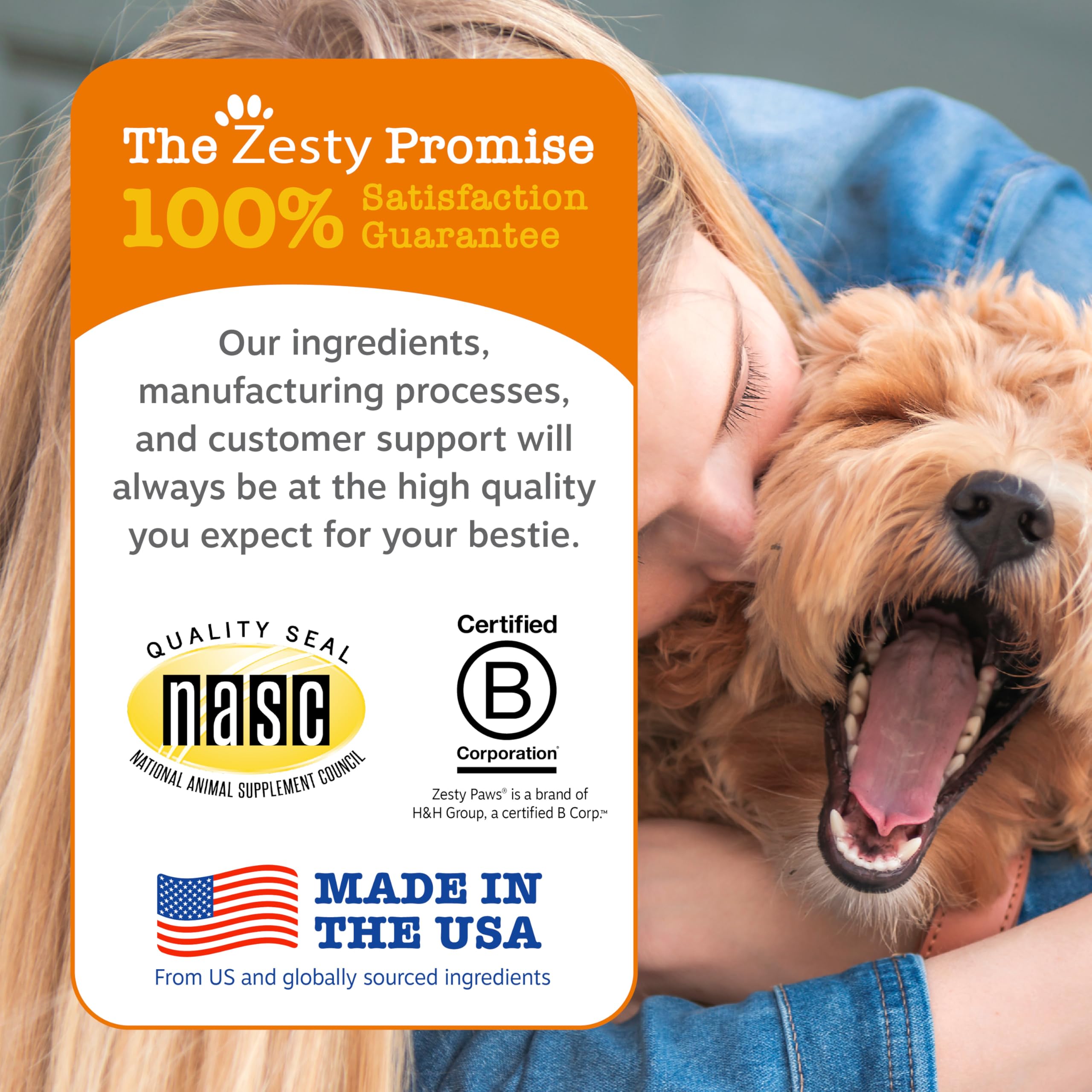 Zesty Paws Chien Articulations – soutien mobilité et confort des hanches.