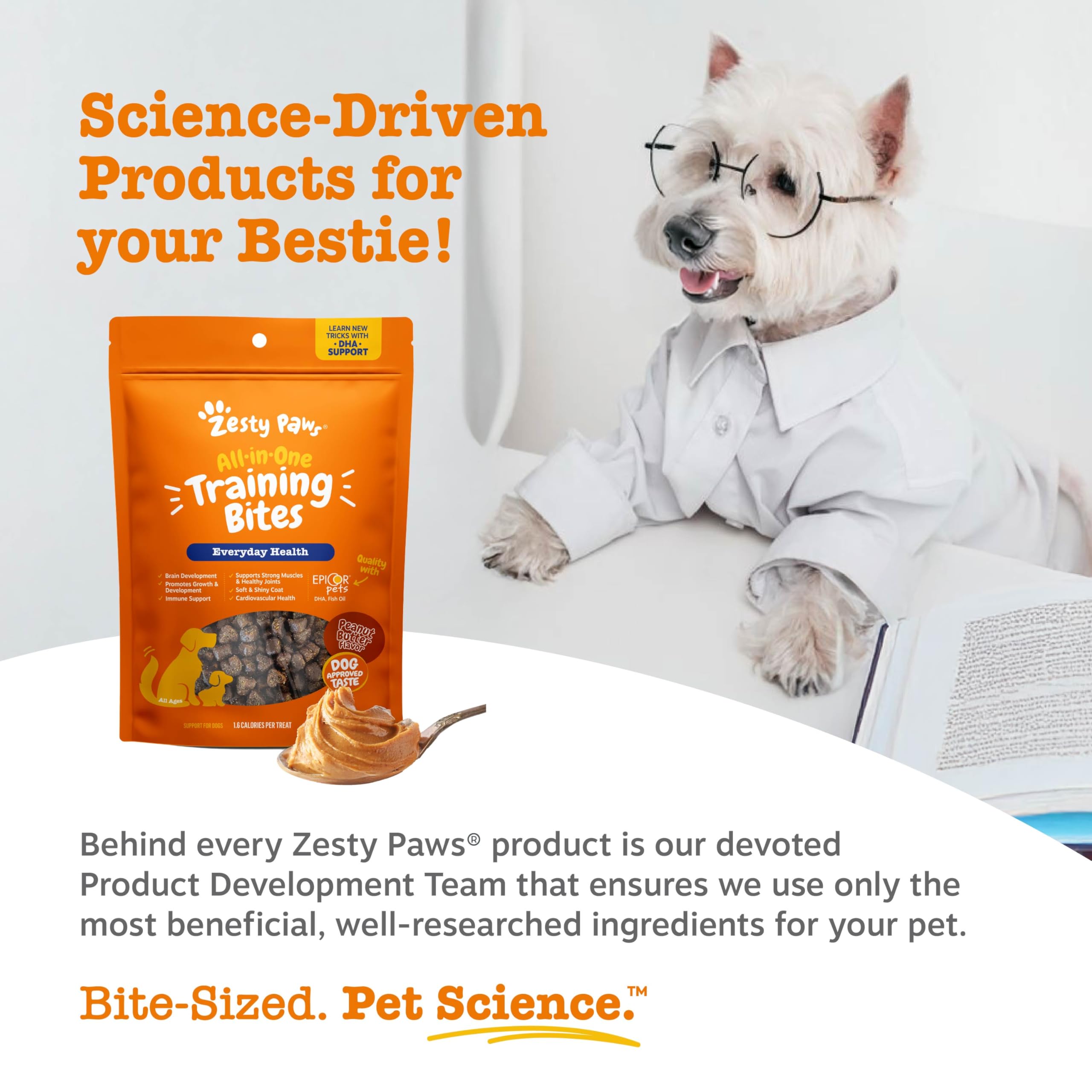 Zesty Paws friandises polyvalentes pour tout âge et niveau d'entraînement.