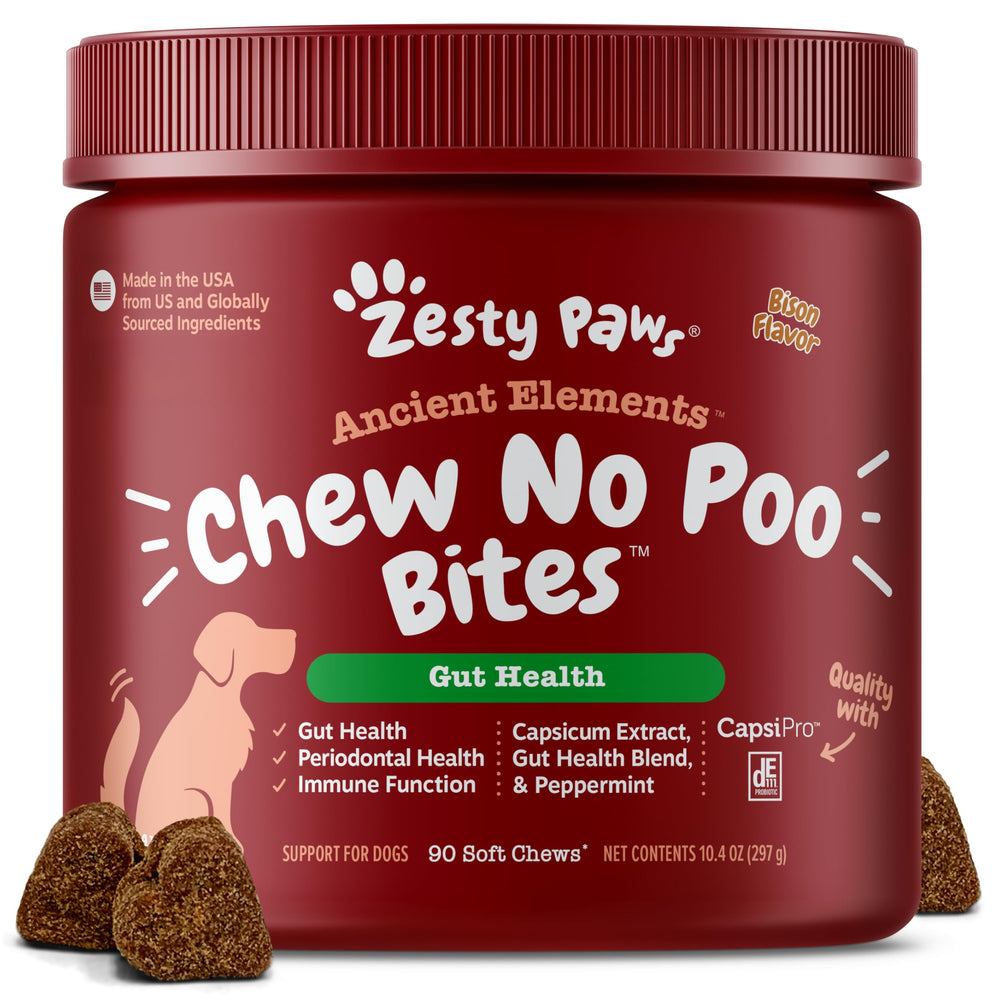 Zesty Paws – emballage du produit, facile à repérer et crédible pour le rayon animaux.