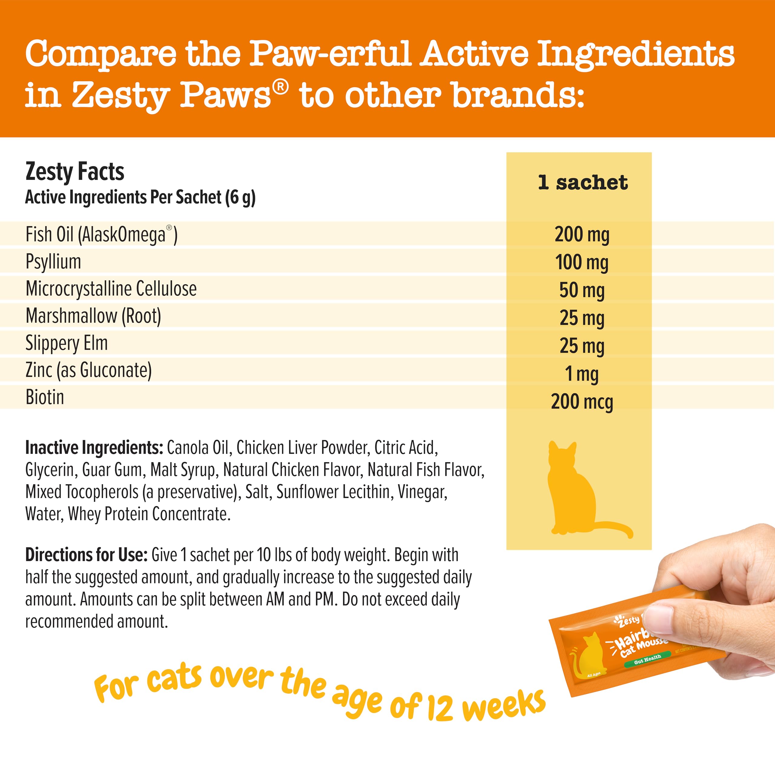 Zesty Paws Hairball Chat Mousse – doseur intégré pour plus de commodité.