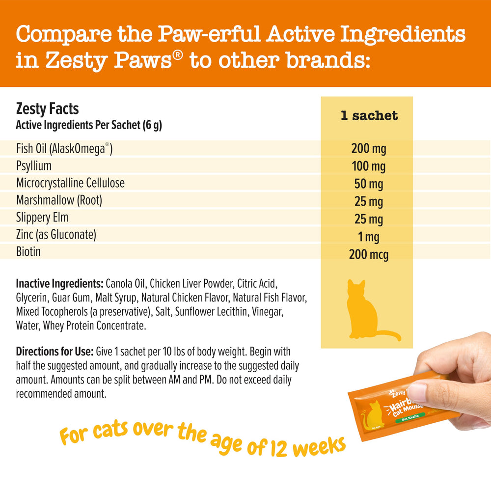 Zesty Paws Hairball Chat Mousse – doseur intégré pour plus de commodité.