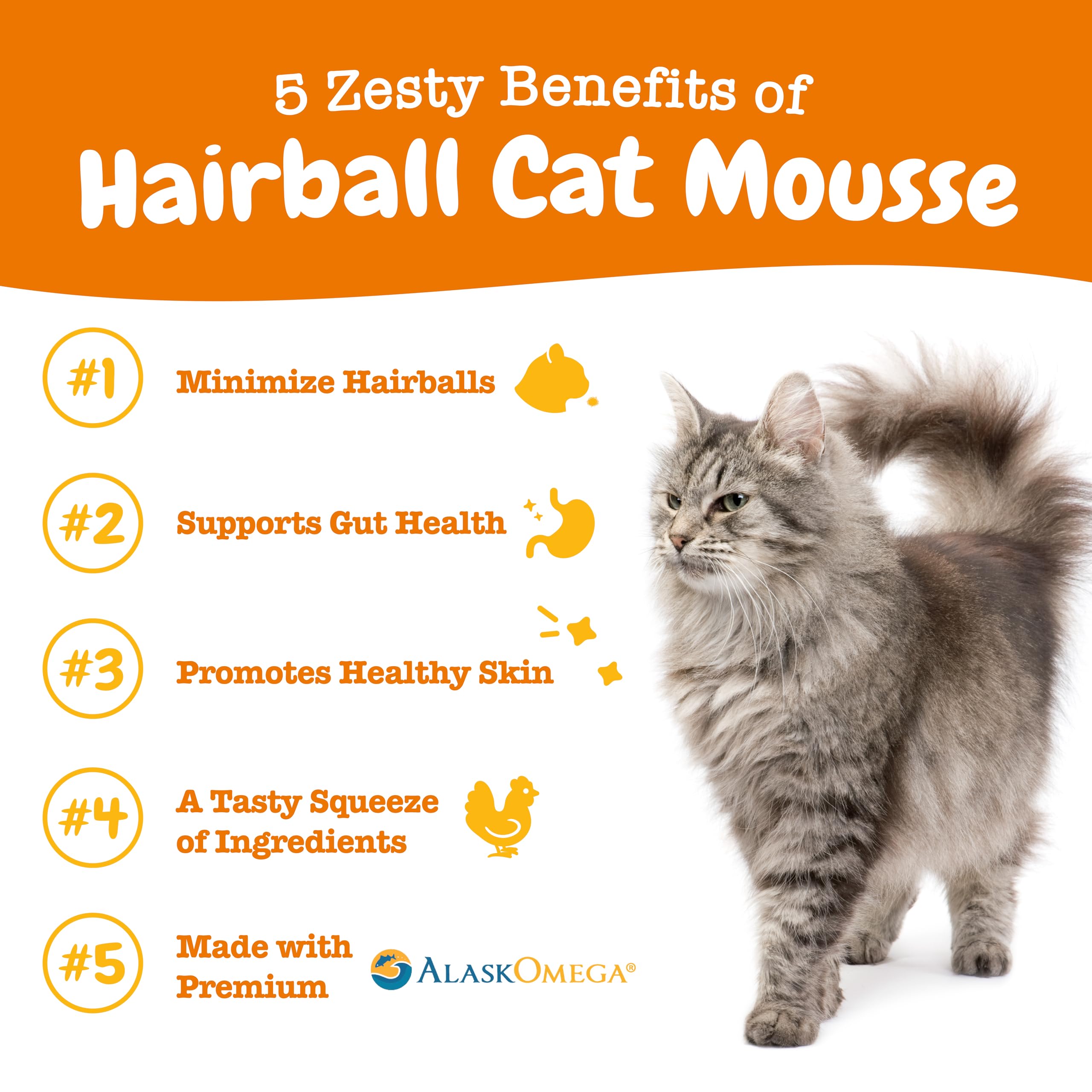 Zesty Paws Hairball Chat Mousse – tube presse pour une dose rapide.