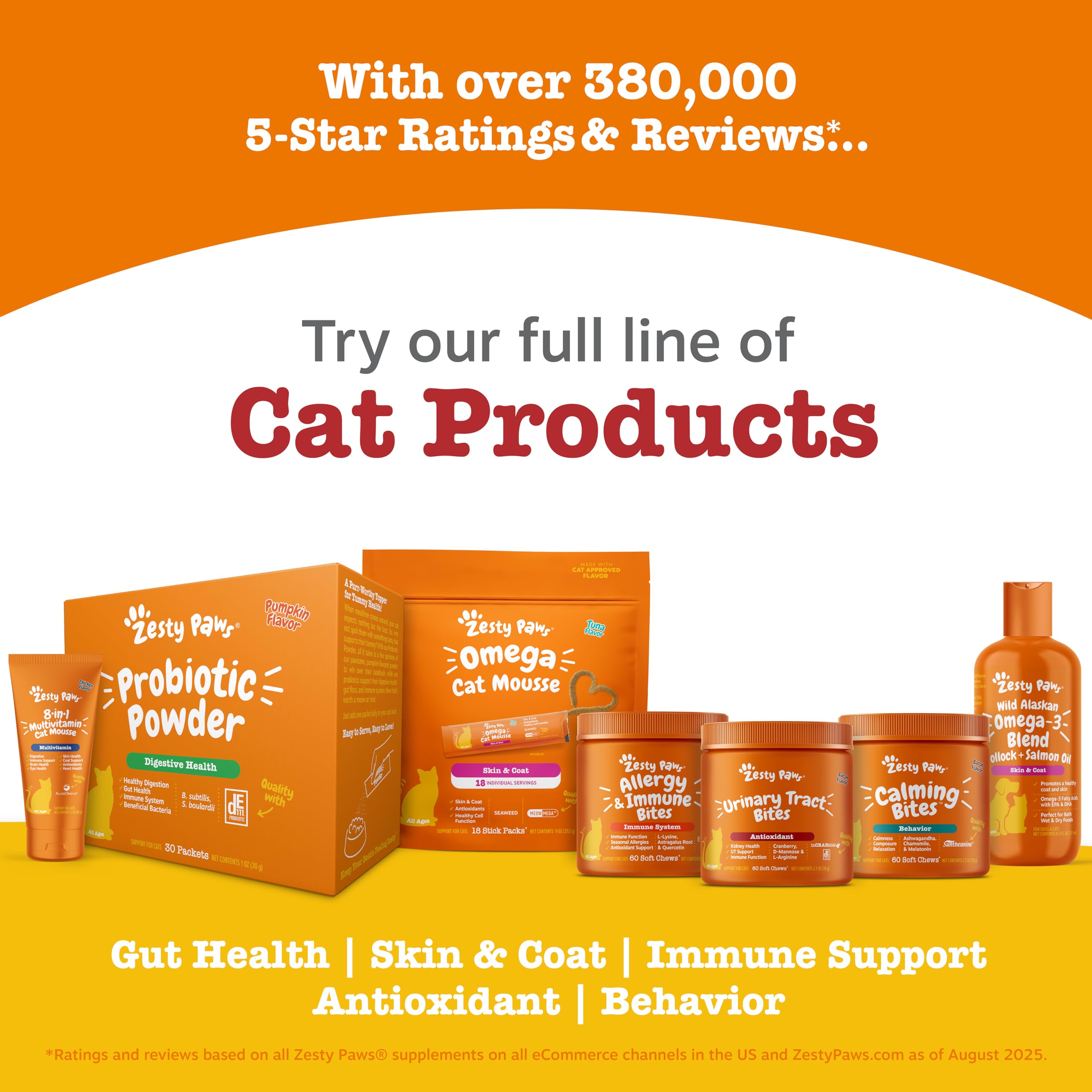 Zesty Paws Hairball Chat Mousse – zinc et biotine pour la peau.