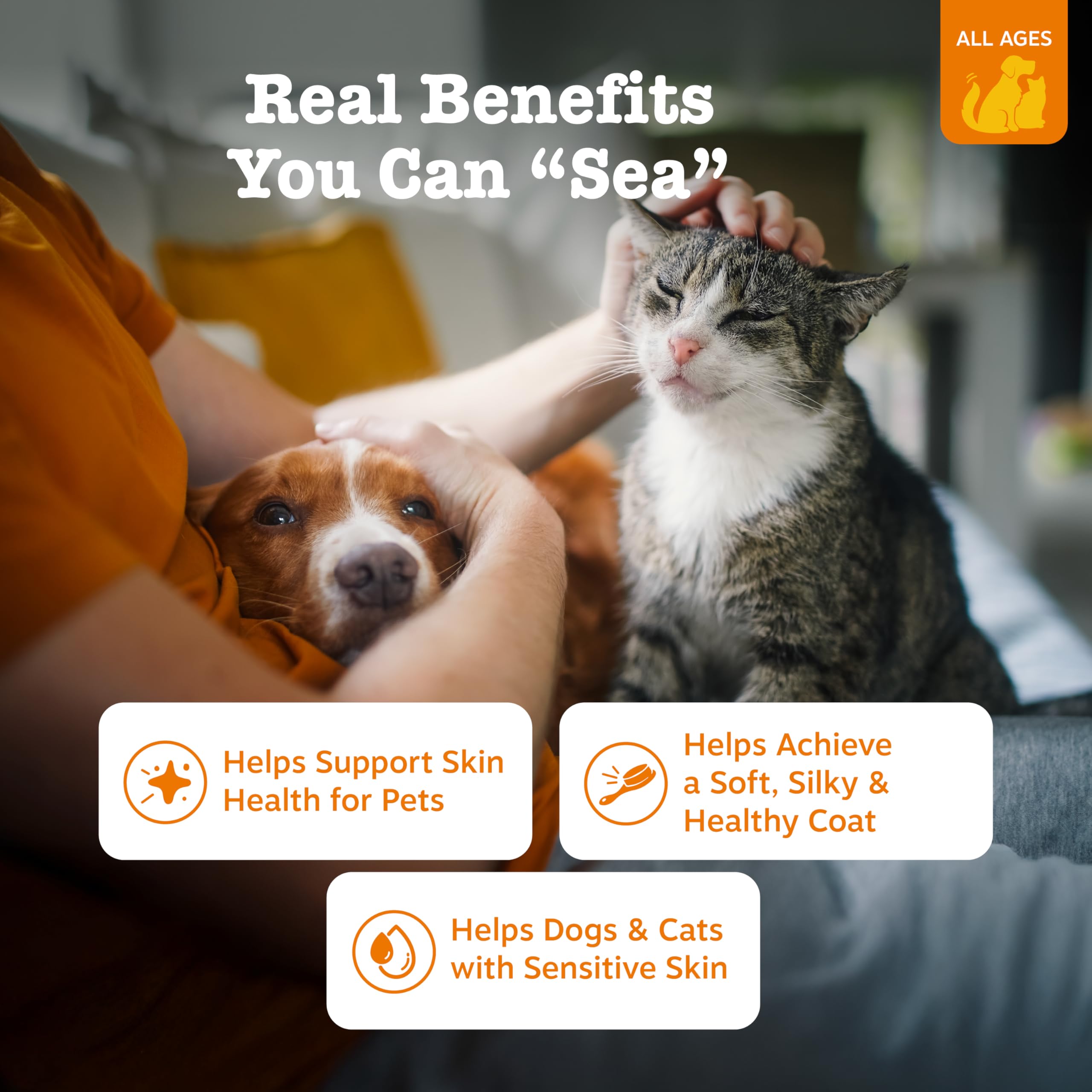 Zesty Paws Huile Oméga-3 Alaska, doseur pratique pour administration quotidienne.