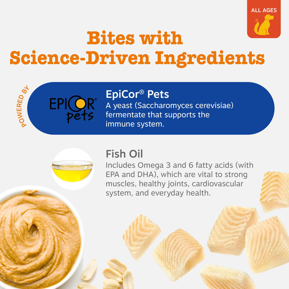 Zesty Paws huile oméga dans chaque bouchée pour la nutrition globale.
