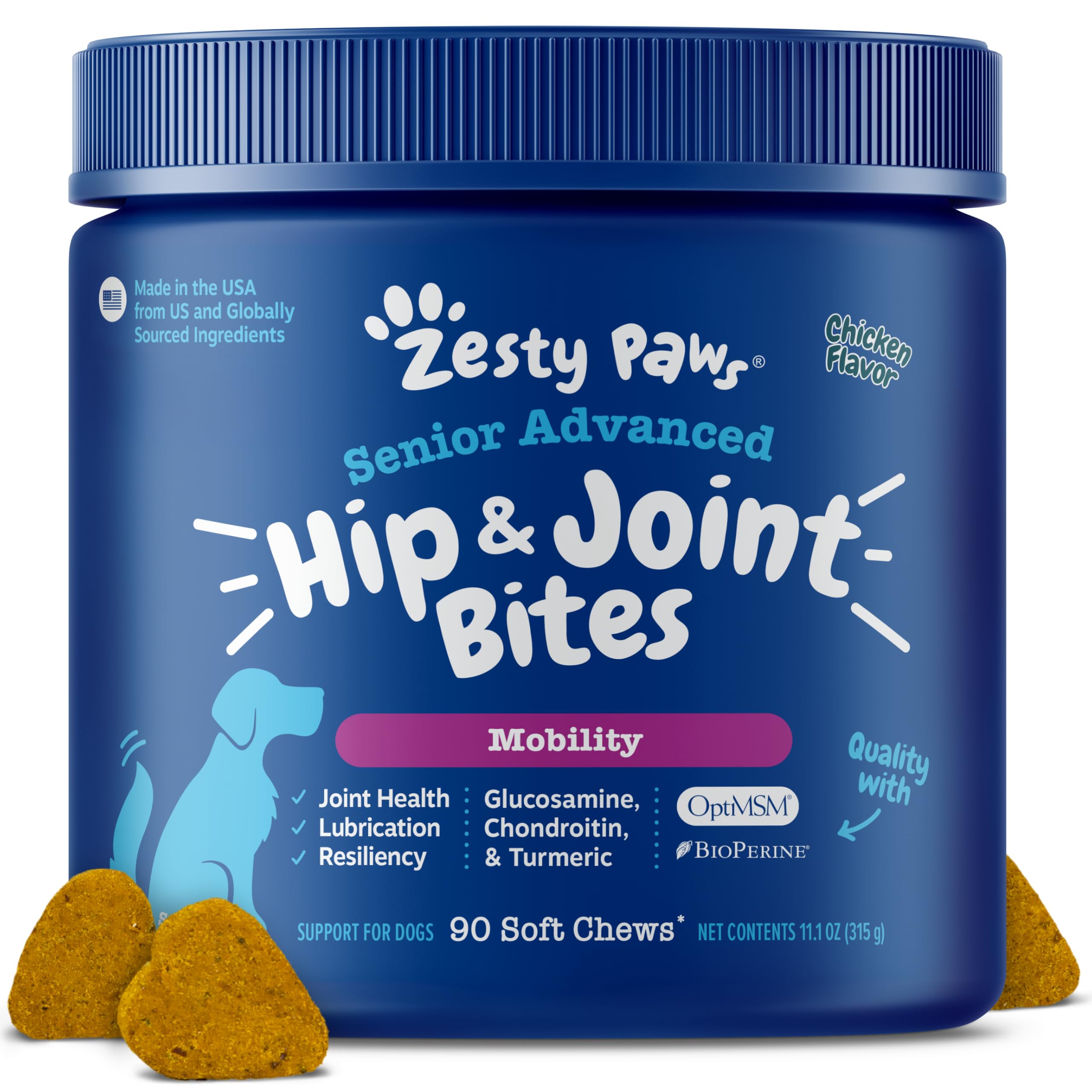 Friandises Mobilite Zesty Paws pour chiens – soutien des articulations.