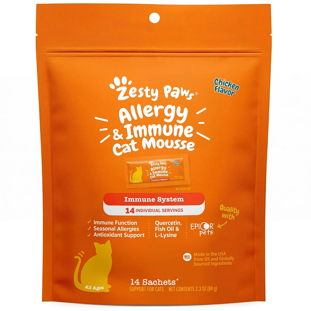 Zesty Paws Mousse Allergie et Immunité Chat Emballage 14 portions: utilisation pratique au quotidien