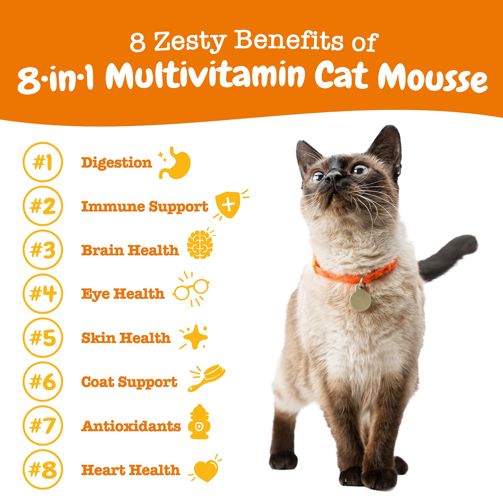 Zesty Paws Mousse doseur, format pratique pour administrer le complément aux chats.