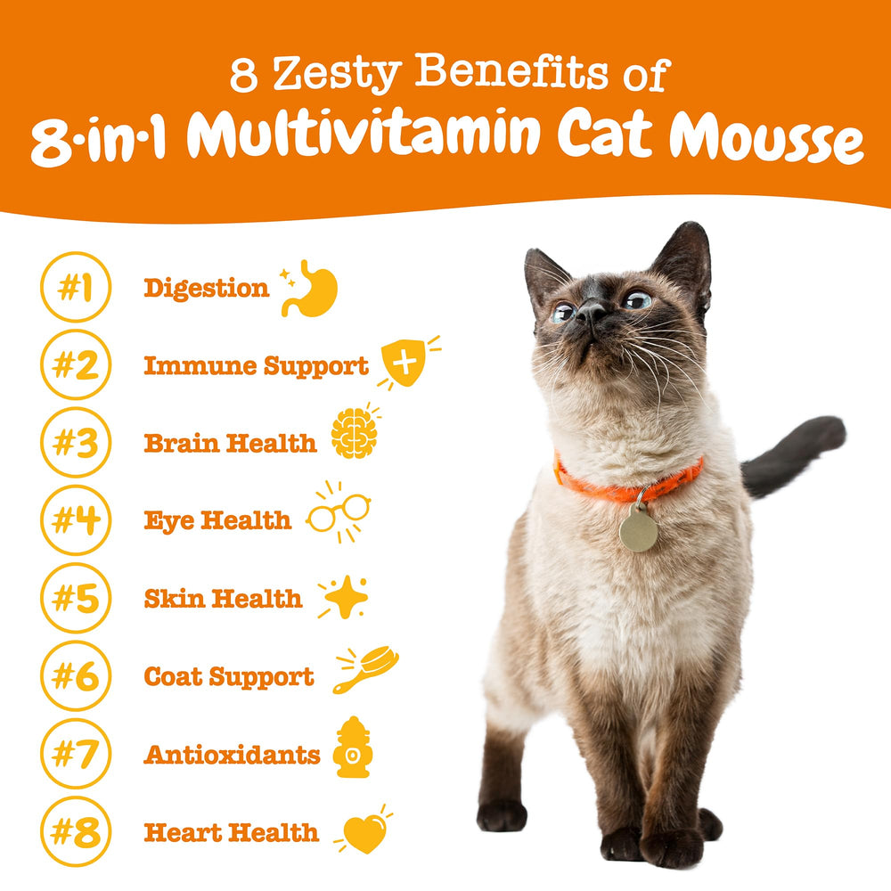 Zesty Paws Mousse doseur, format pratique pour administrer le complément aux chats.