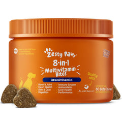 Zesty Paws – bouteille de multivitamines chien, soutien global pour chiens actifs.