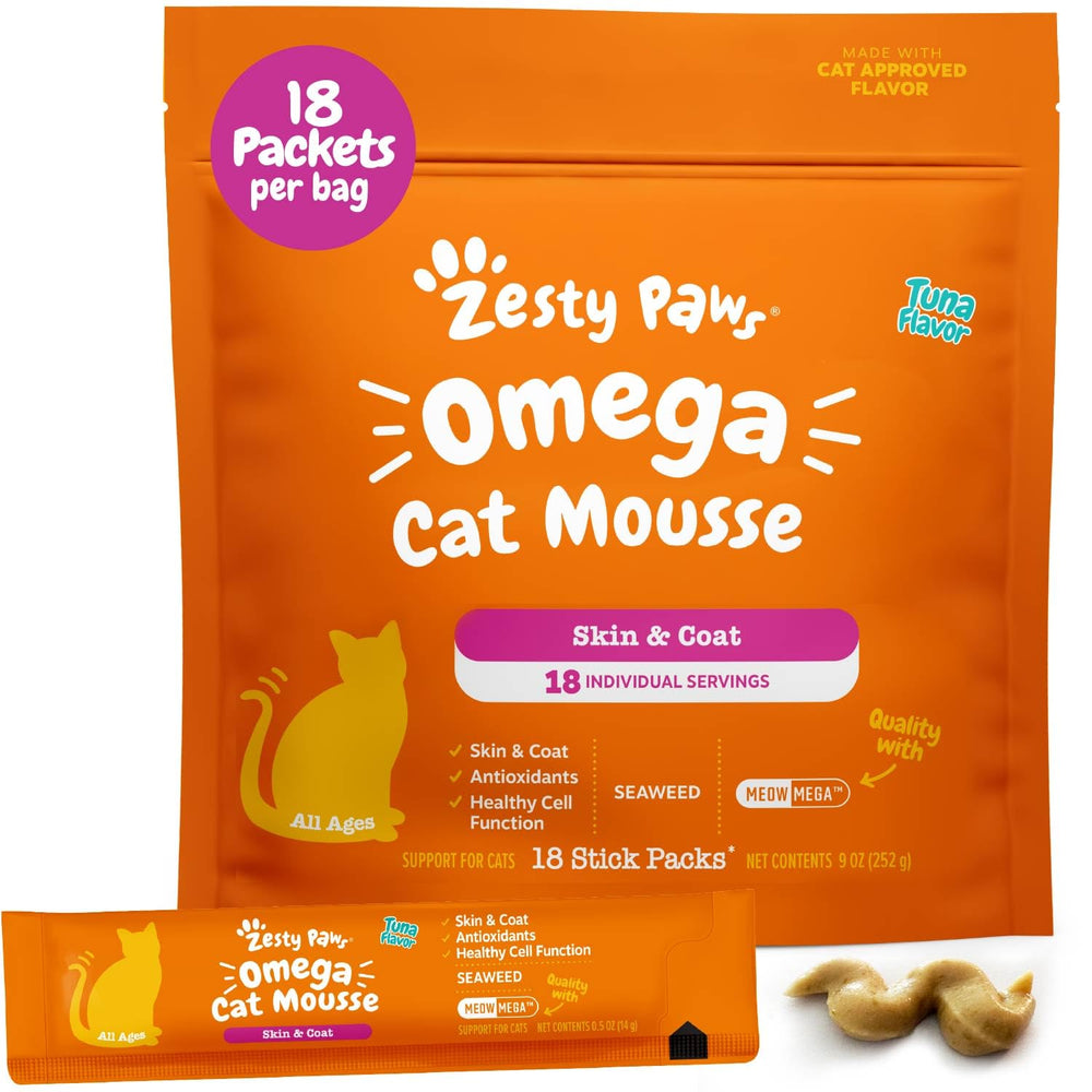 Servir sur nourriture habituelle avec Zesty Paws Mousse, topper facile et savoureux.