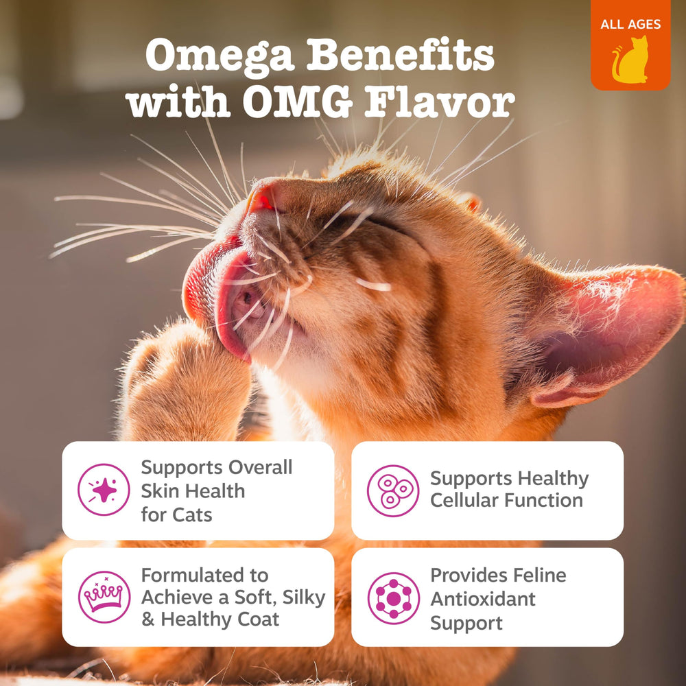 Texture crèmeuse de Zesty Paws Omega Cat Mousse, plaisir agréable pour le chat.