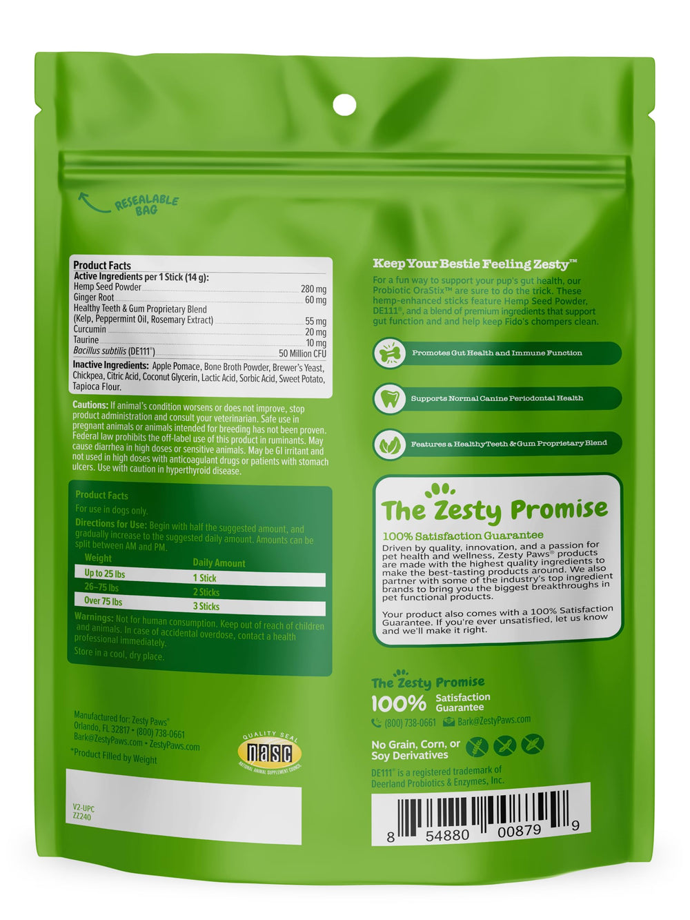 Zesty Paws OraStix baton-graines-de-chanvre: acides gras essentiels pour le bien-être.