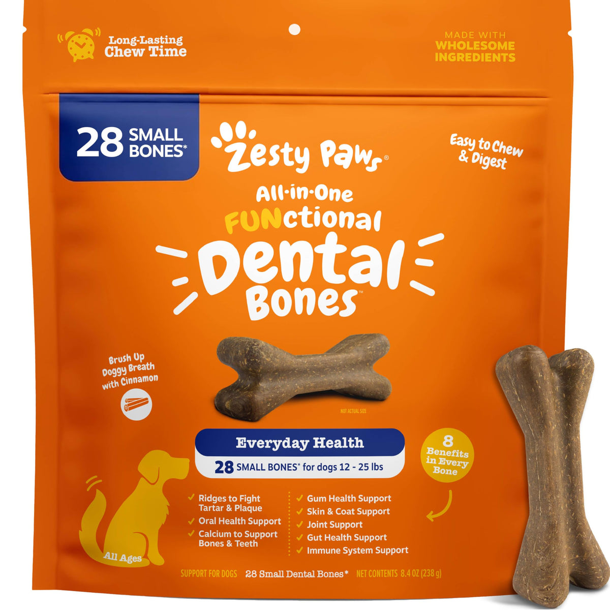 Zesty Paws os dentaires – boîte de 28, pratique pour l'hygiène dentaire des petits chiens.