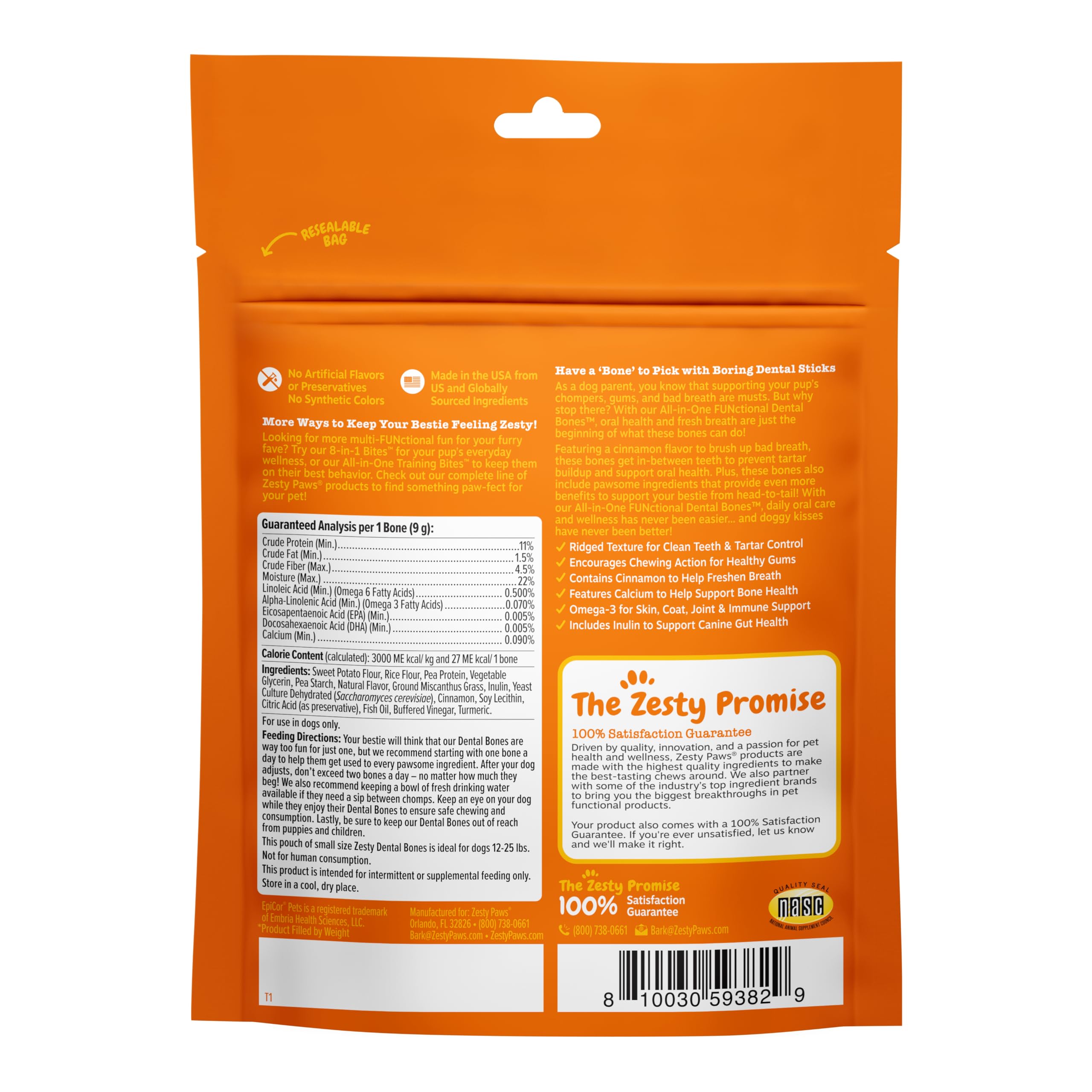 Zesty Paws os dentaires petits, idéal pour la mastication quotidienne et rafraîchir l'haleine.