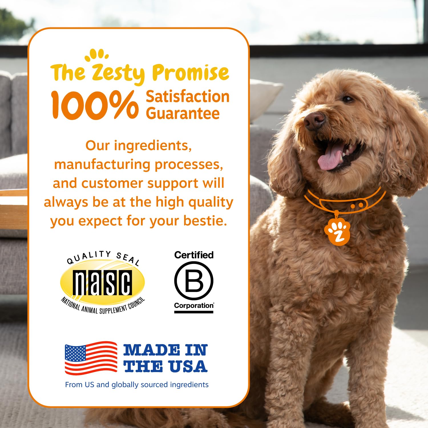Zesty Paws: sachet pratique pour routine digestive du chien.