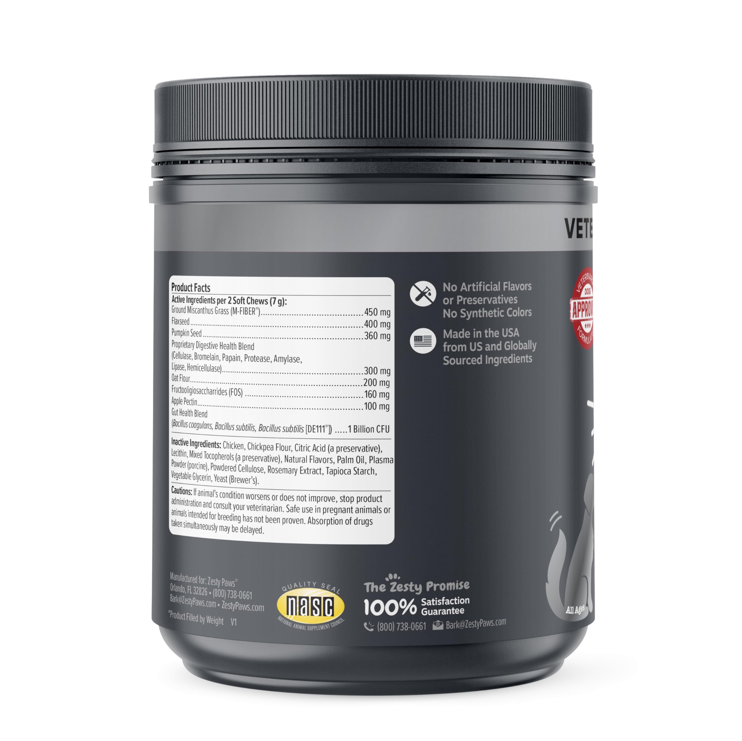 Zesty Paws probiotiques DE111, soutien intestinal potentiel.