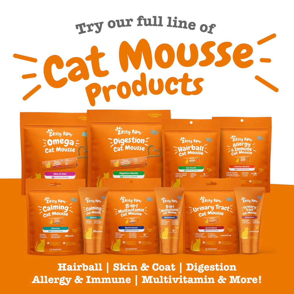 Zesty Paws Mousse Urinaire pour Chats – flacon doseur adapté aux adultes et seniors félins