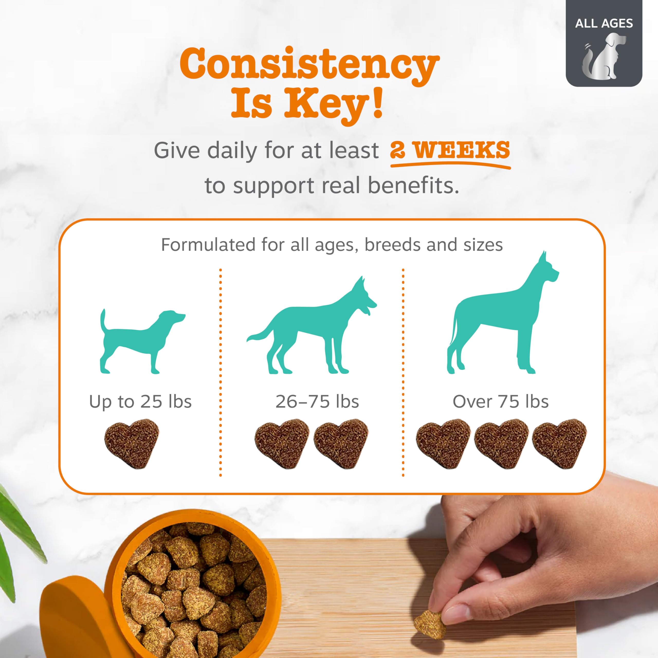 Suntheanine dans les friandises Zesty Paws Vet Strength, favorisant la détente.