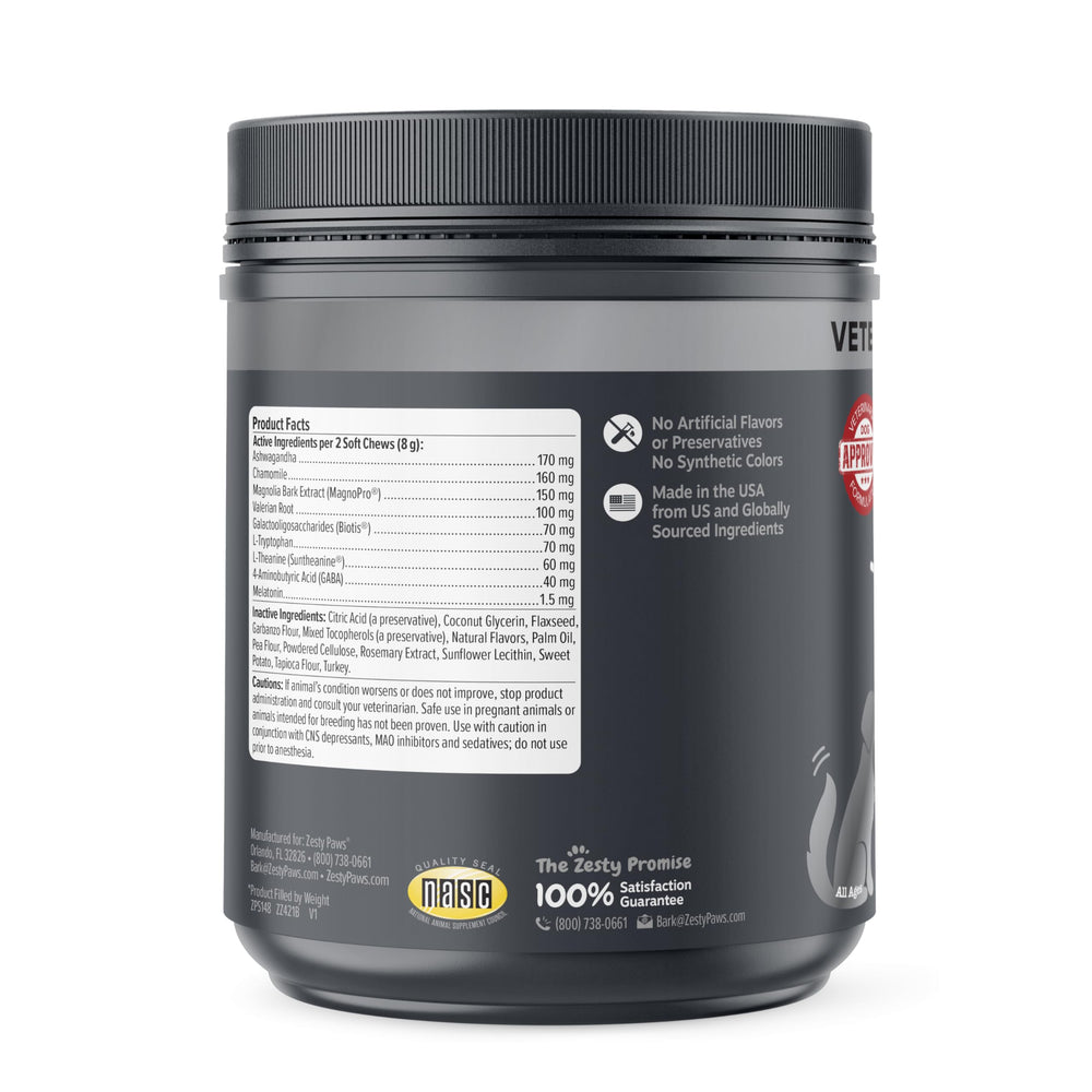 Zesty Paws Vet Strength calmants utiles lors des trajets en voiture.