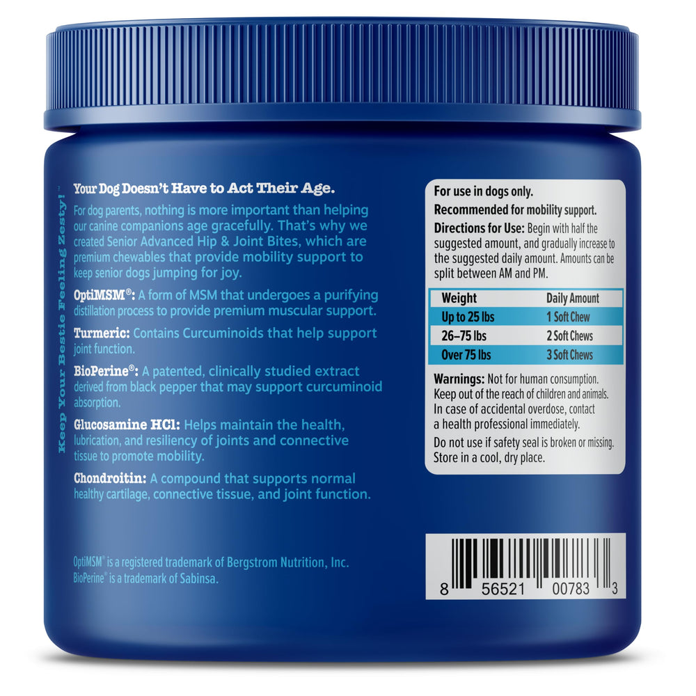 Vitamines C et E – antioxydants pour chiens Zesty Paws.