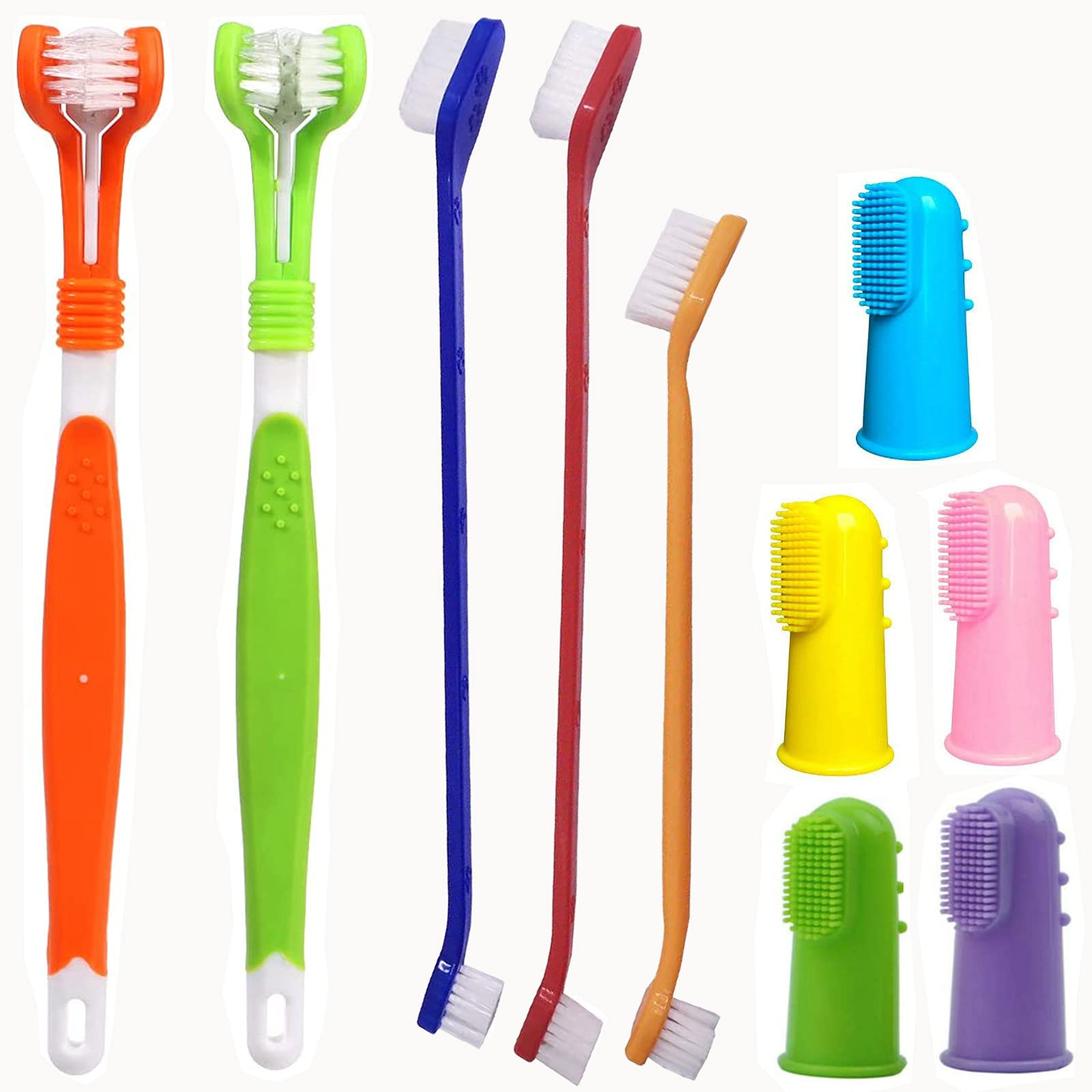 Brosse dentaire triple tête Zeyaa pour animaux, nettoyage en profondeur.