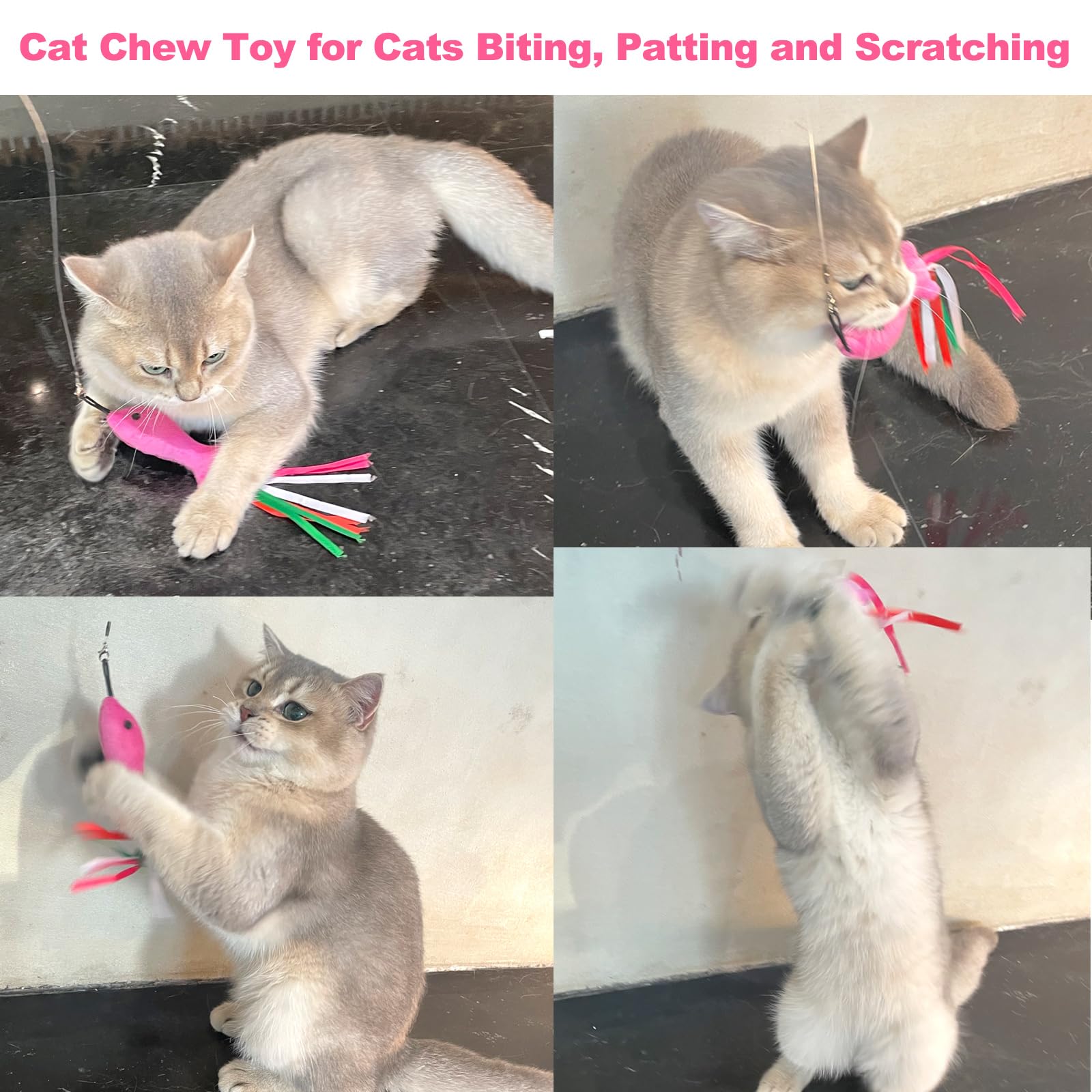 Jouet poisson rose ZeyZoo rempli d'herbe à chat, favorise le jeu.