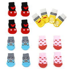 Chaussettes anti-glissant ZGWANSUI avec ours bleu protègent les pattes sur sols lisses.