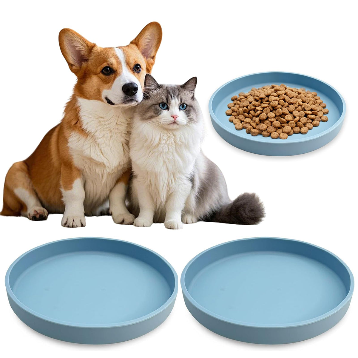 ZHYEEDAA assiette silicone chat 7 pouces bleu frais pour repas confortables