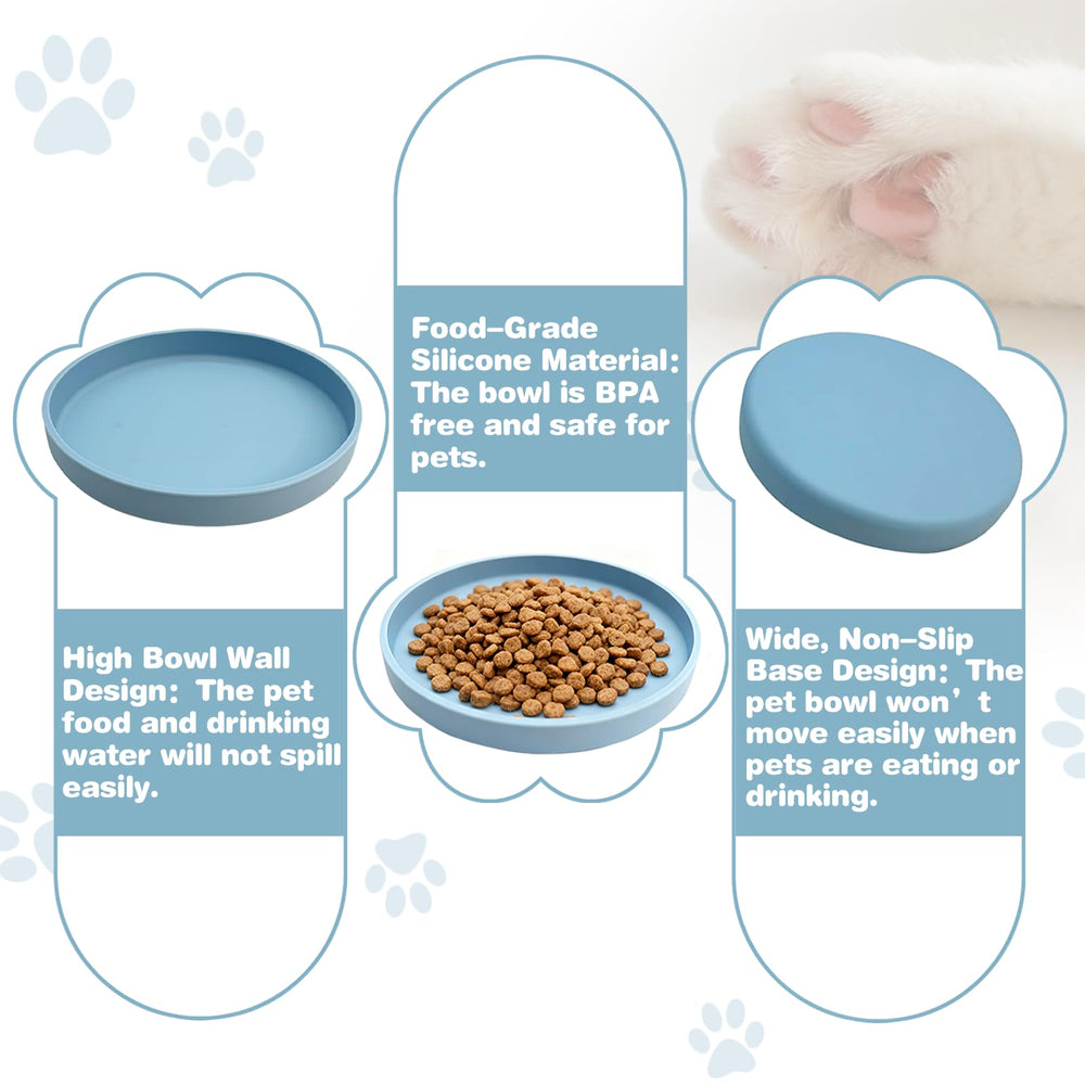 ZHYEEDAA bol silicone profil peu profond pour chat et chien 7 pouces bleu