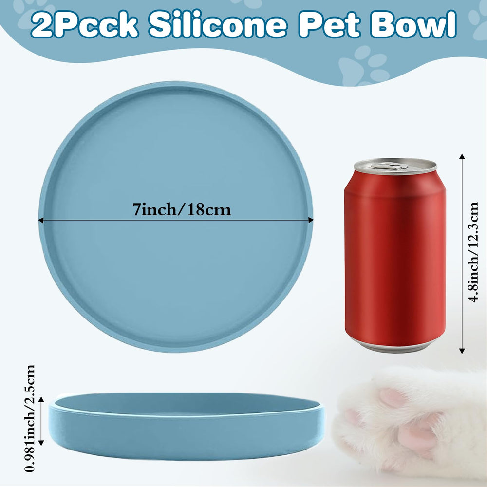 ZHYEEDAA ensemble deux assiettes silicone chat 7 pouces bleu frais