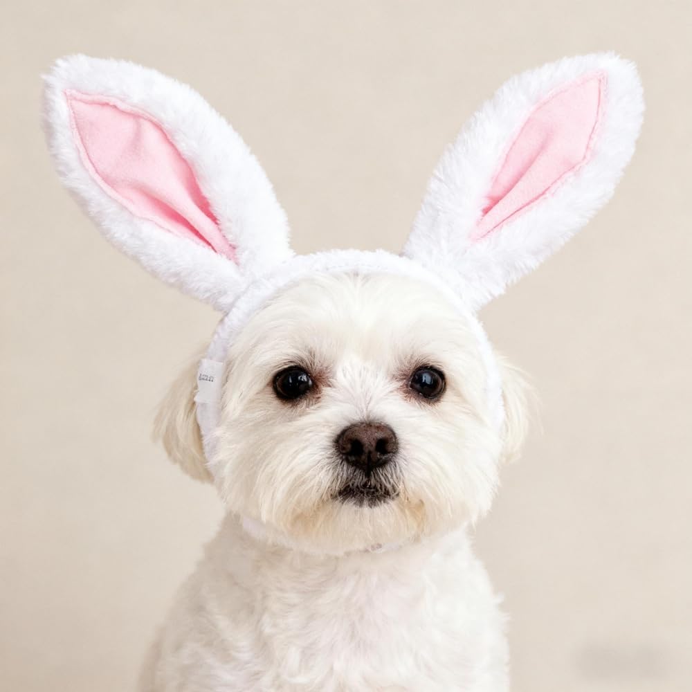 Accessoire Zhzrche Pâques lapin peluche pour petit chien, ambiance festive.