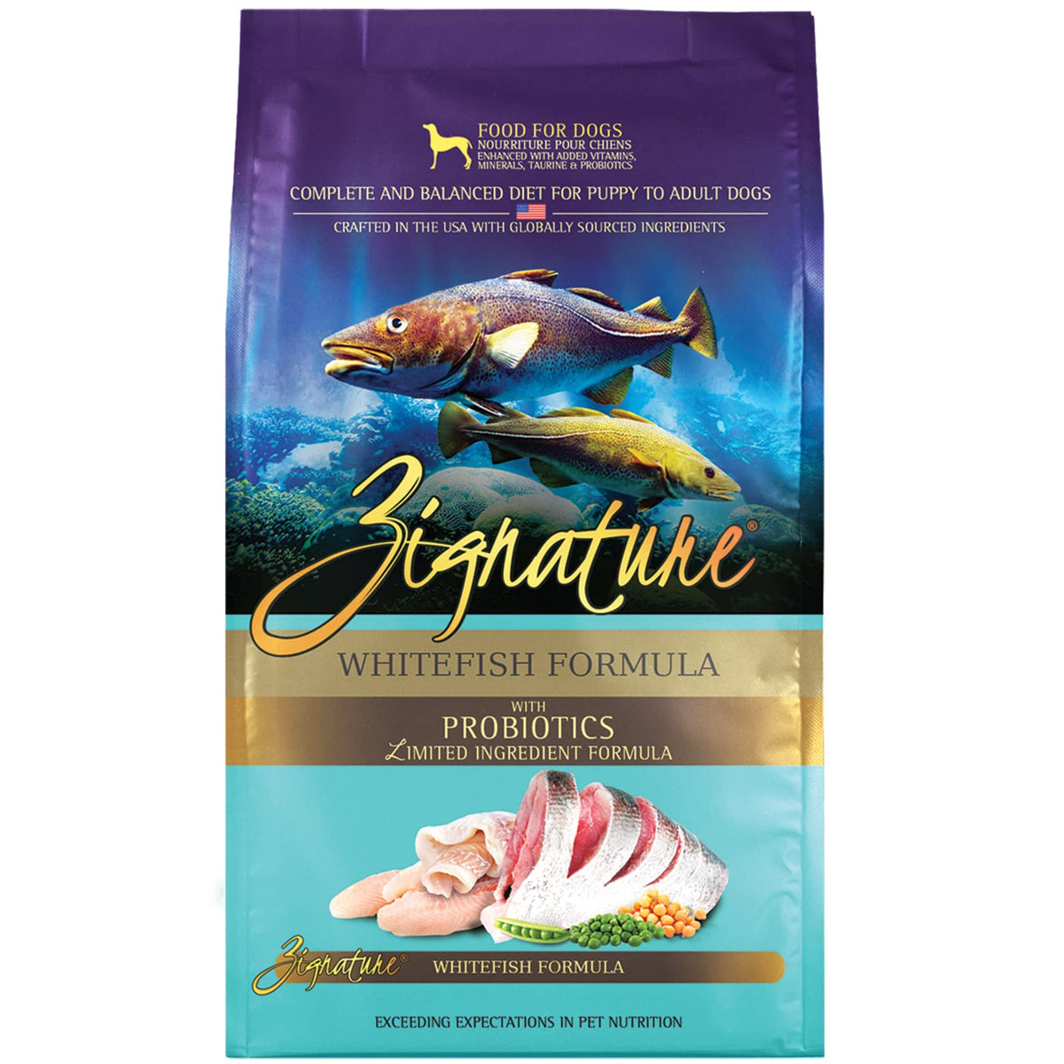 Zignature croquettes poisson blanc: alimentation équilibrée avec ingrédients limités.