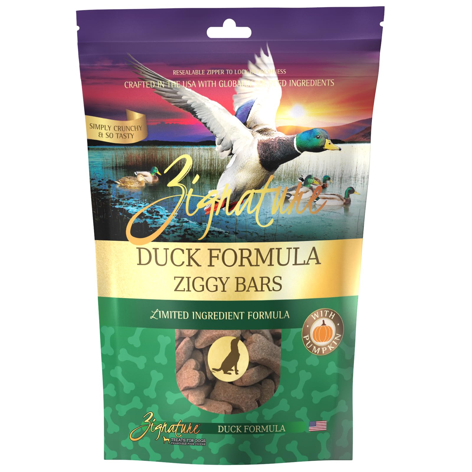 Zignature Canard – biscuit à ingrédients limités, bouchée pratique pour chien.