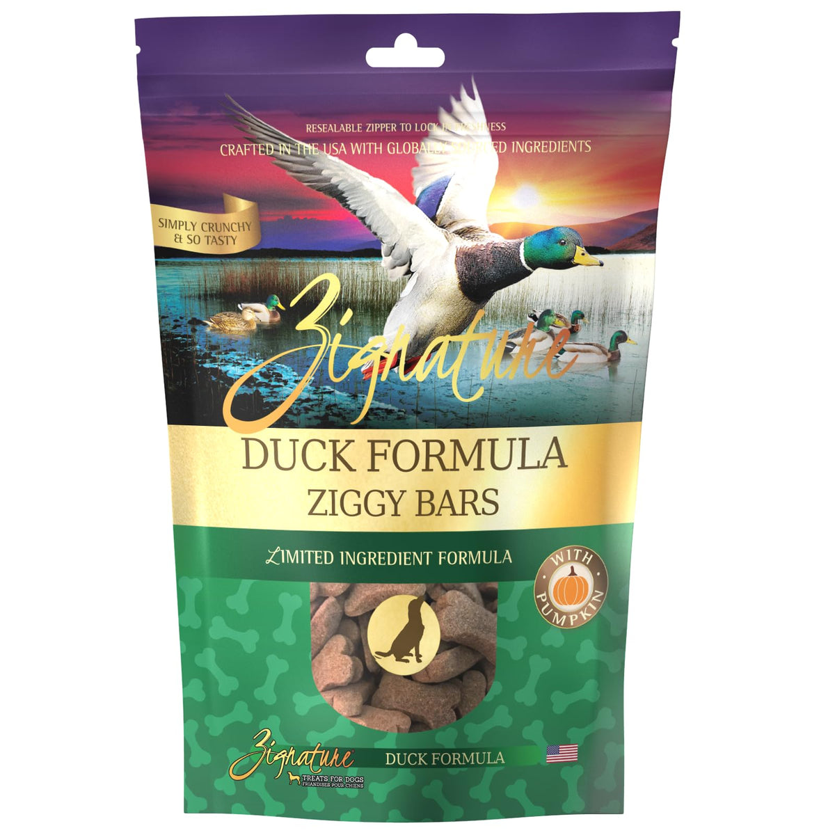 Zignature Canard – biscuit à ingrédients limités, bouchée pratique pour chien.