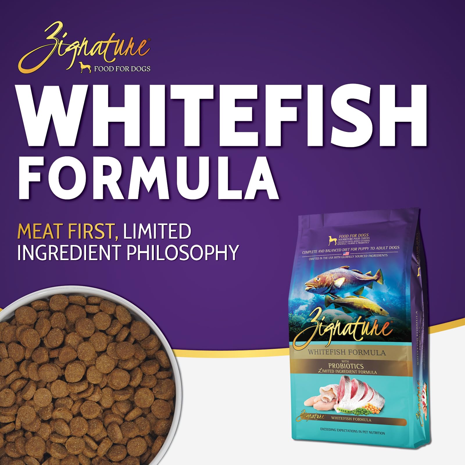 Zignature Croquettes Chien Poisson Blanc – portion pratique pour repas quotidiens