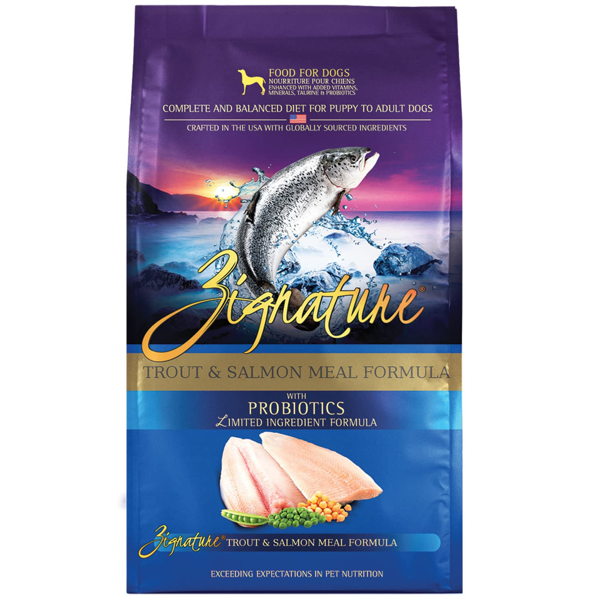 Zignature Trout & Salmon emballage – alimentation sèche pratique pour chiens