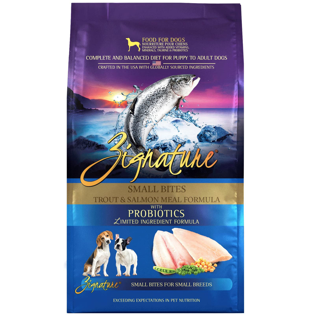 Croquettes Zignature Truite-Saumon, petits morceaux, source oméga-3