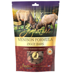 Biscuit Zignature venaison en forme d’os, texture croquante pour l’entraînement.