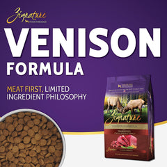 Zignature Venison croquettes – teneur faible en graisses pour énergie durable.