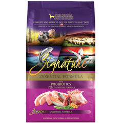 Emballage Zignature Zssential montrant des protéines de poisson de haute qualité.