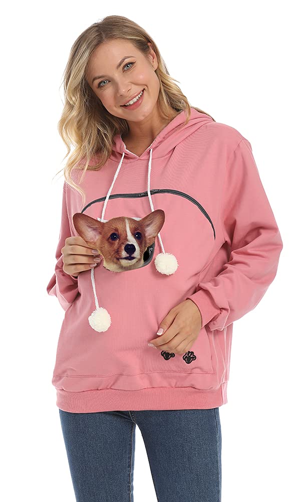 SWEATSHIRT ZIIFULLHOU avec poche-petits-animal pour transporter votre chiot lors des sorties.