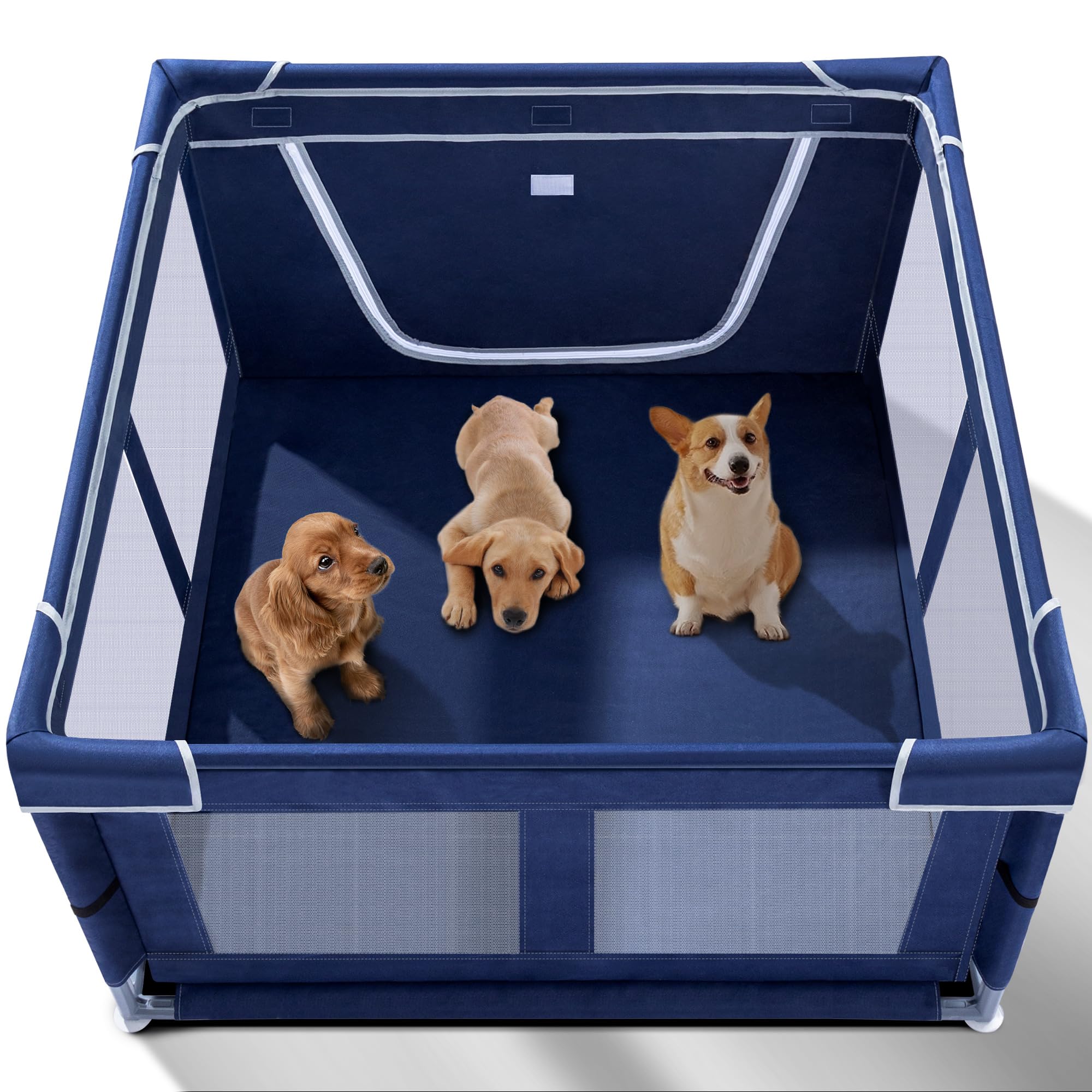 Zikopomi enclos jeu pour chiots 42x42x25 pouces avec porte zippée, confinement sûr.