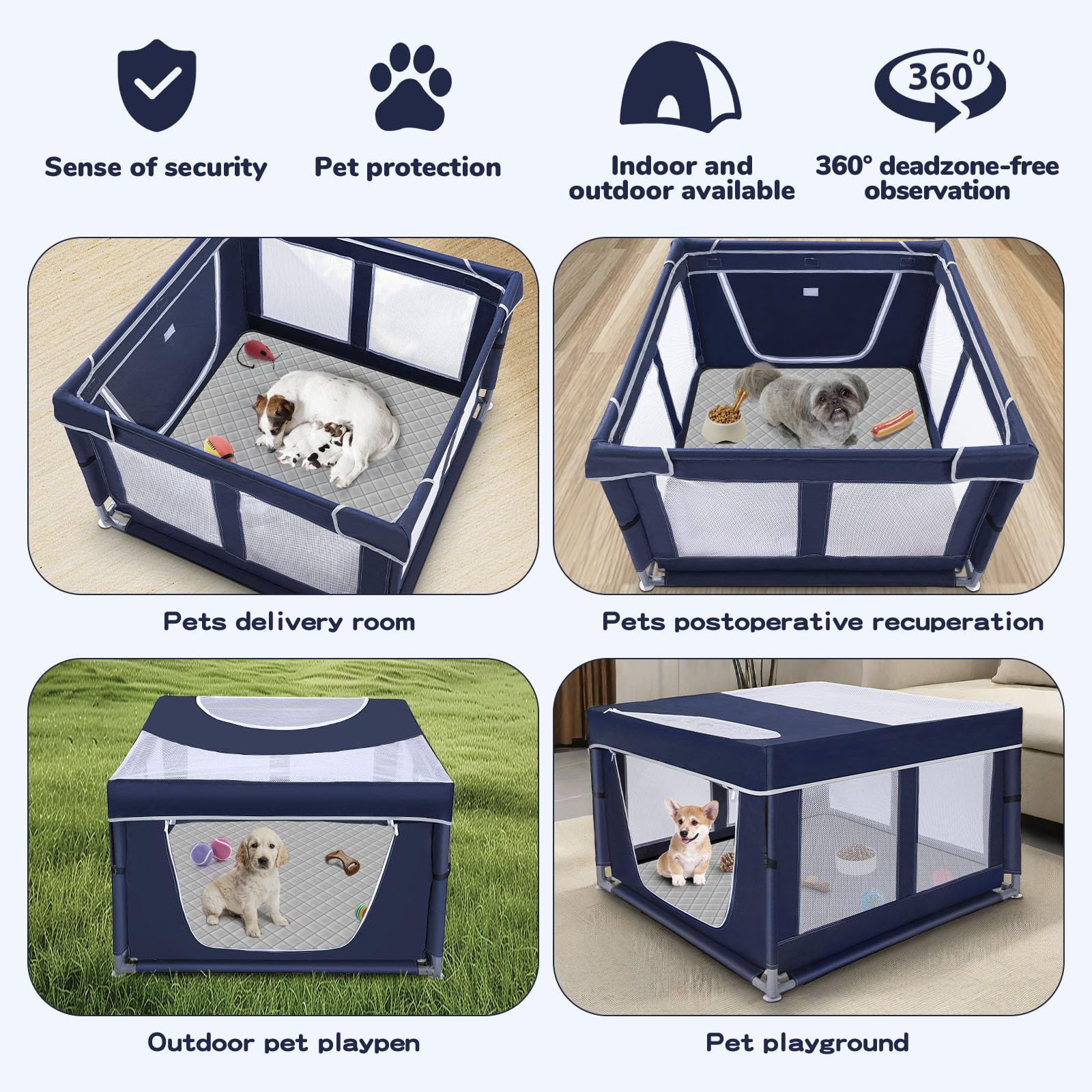 Zikopomi parc chien 42x42 pour usage domestique et jeu sûr