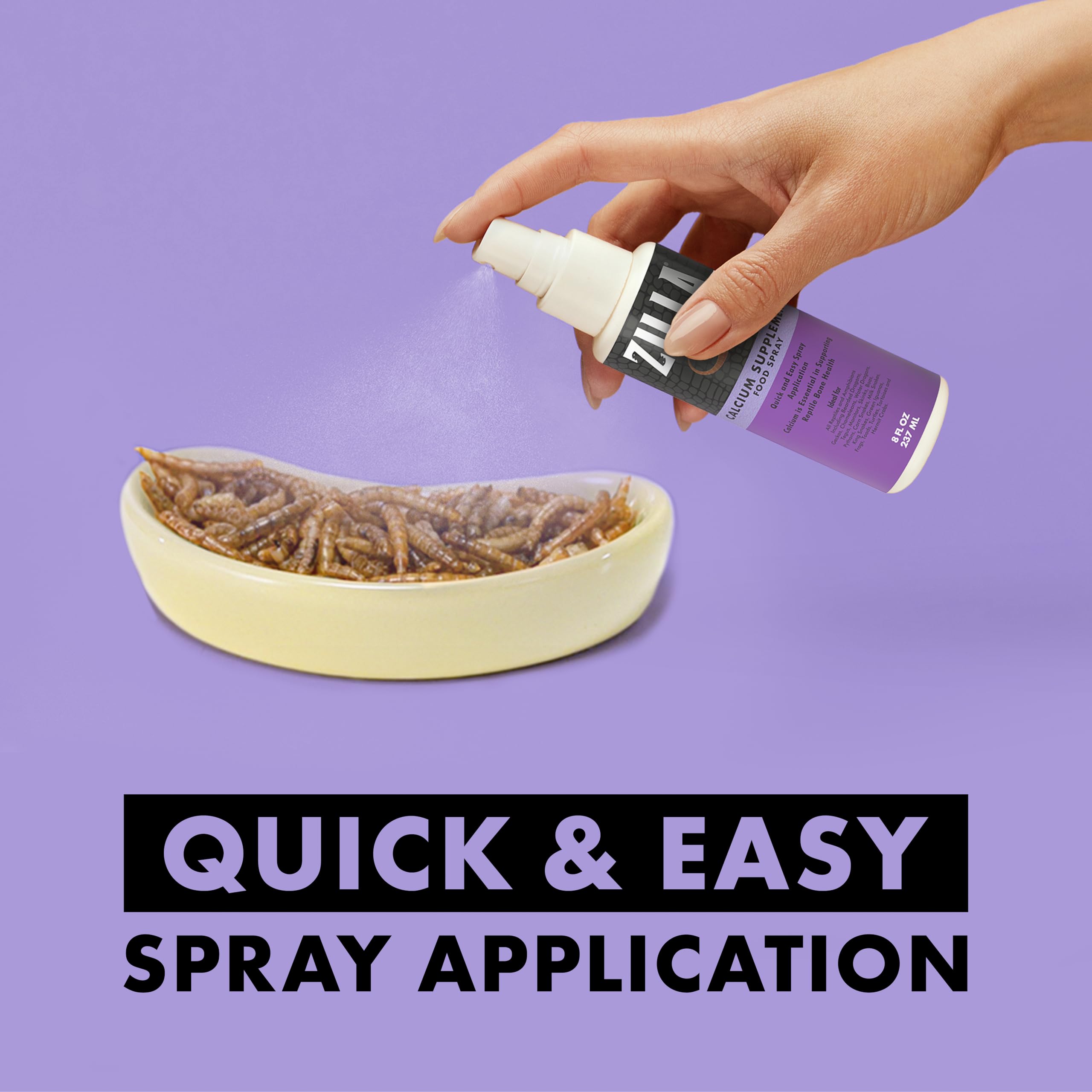 Absorption rapide dans le sang, Zilla Calcium Spray pour reptiles et amphibiens.